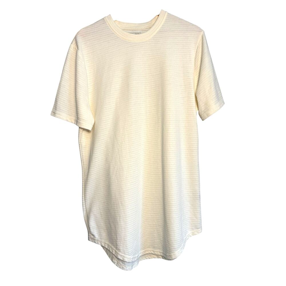 Carbon Longer Length XL Cream Textured Short Sleeve Tee